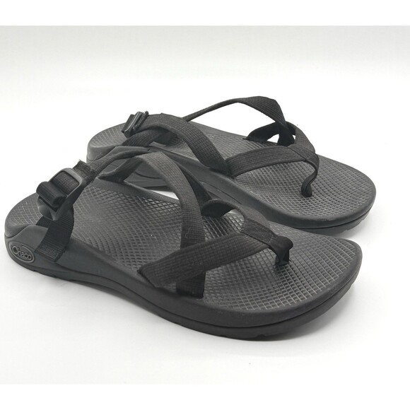 Chaco Zcloud 2 Solid Black Adjustable Strap Sandal Men’s Size 9 Toe Strap - Picture 1 of 6